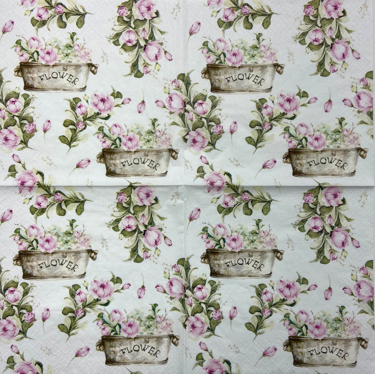 Decoupage Napkins 6.5" (2pcs)- Peony Flower Boxes