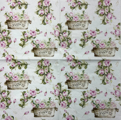 Decoupage Napkins 6.5" (2pcs)- Peony Flower Boxes