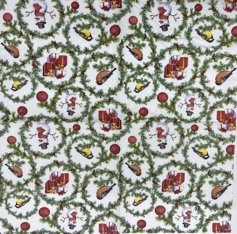 Decoupage Napkins 6.5"  (2pcs)- Pine Branches Rings