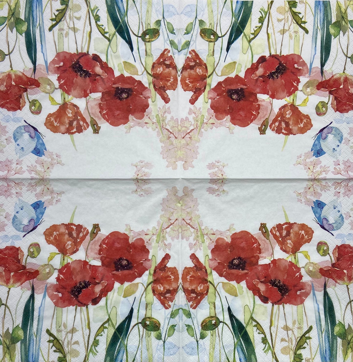 Decoupage Napkins 6.5" (2pcs)- Poppys & Butterfly