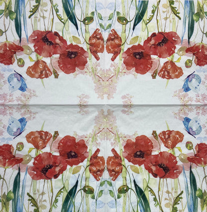 Decoupage Napkins 6.5" (2pcs)- Poppys & Butterfly