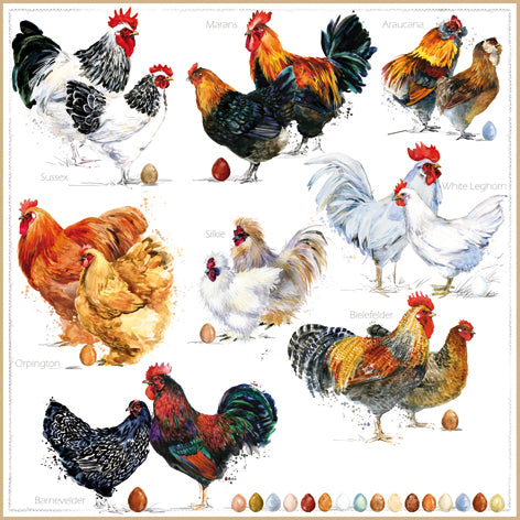 Decoupage Napkins 6.5" (2pcs)- Poulets