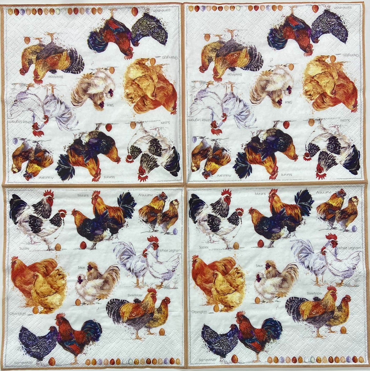 Decoupage Napkins 6.5" (2pcs)- Poulets
