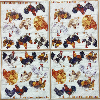 Decoupage Napkins 6.5" (2pcs)- Poulets
