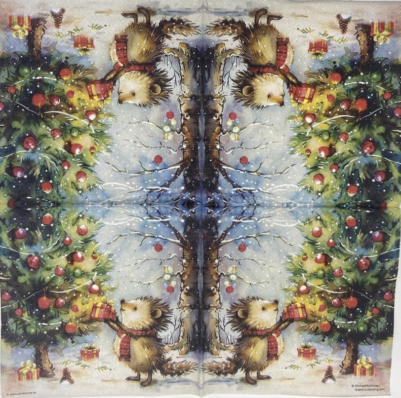 Decoupage Napkins 6.5"  (2pcs)- Present for Hedgehog