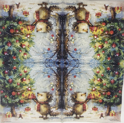 Decoupage Napkins 6.5"  (2pcs)- Present for Hedgehog