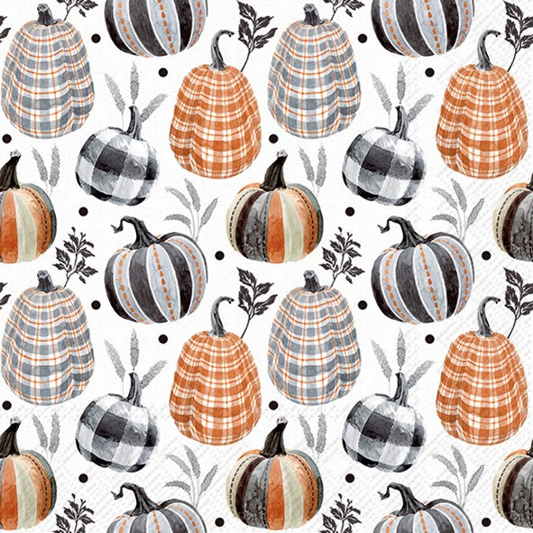 Decoupage Napkins 6.5" (2pcs)- Pumpkin Checks