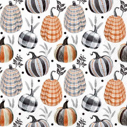 Decoupage Napkins 6.5" (2pcs)- Pumpkin Checks