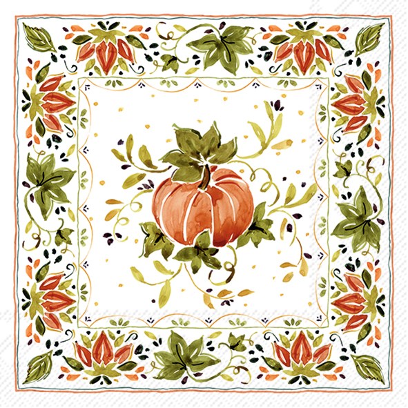 Decoupage Napkins 6.5" (2pcs)- Pumpkins with Ornaments