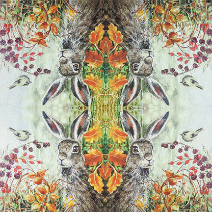Decoupage Napkins 6.5"  (2pcs)- Rabbit in Autumn