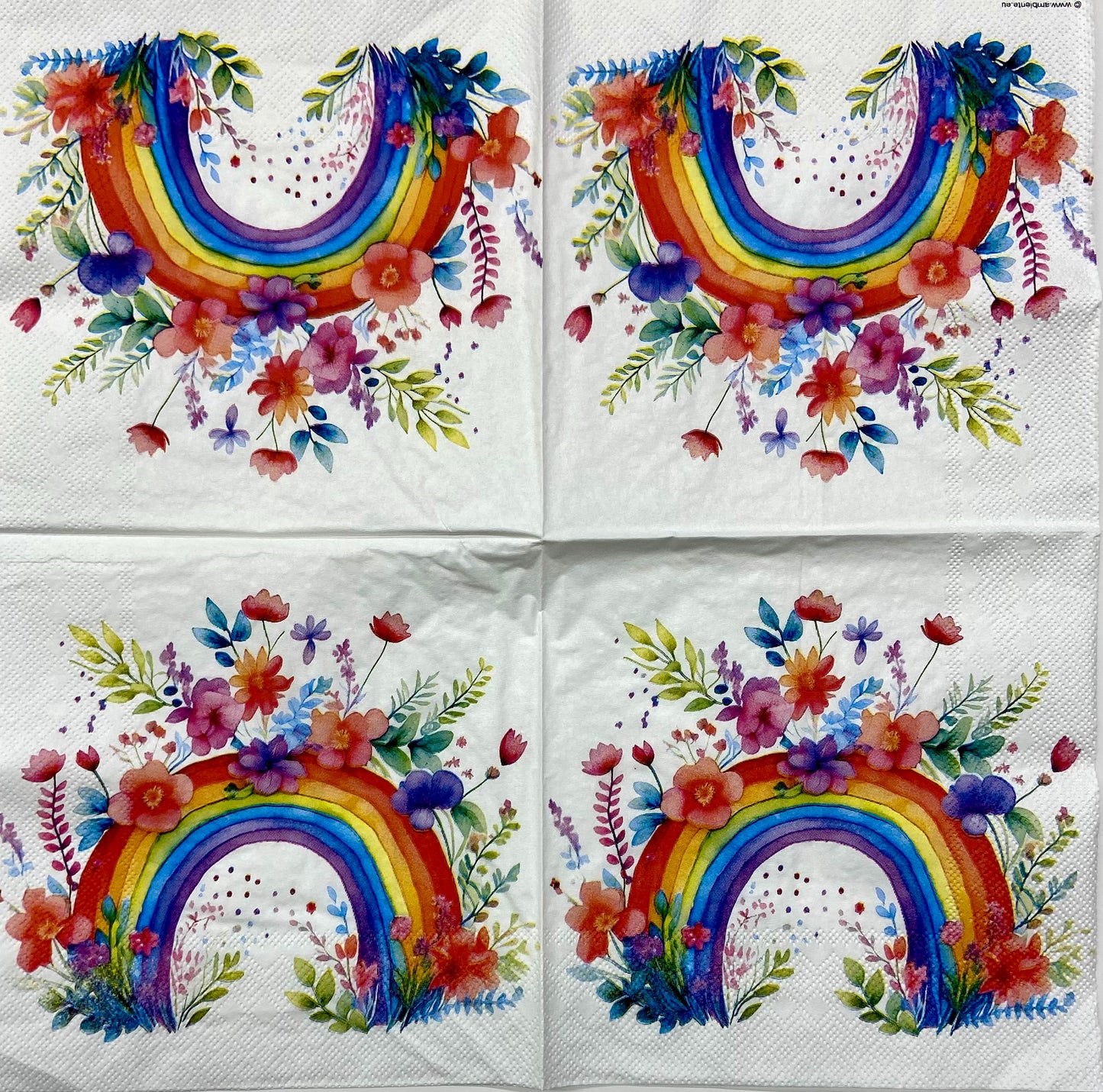 Decoupage Napkins 6.5" (2pcs)- Rainbow with Flowers