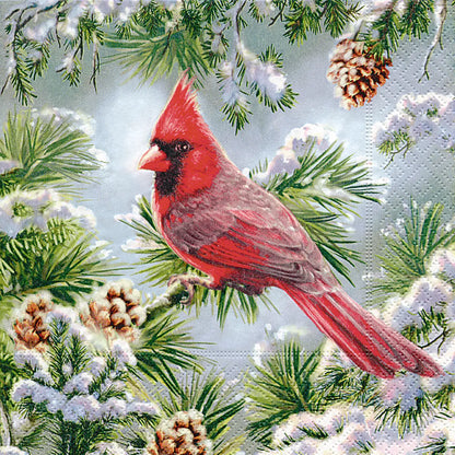 Decoupage Napkins 6.5"  (2pcs)- Red Cardinal