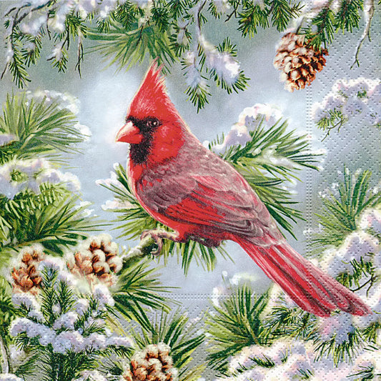 Decoupage Napkins 6.5"  (2pcs)- Red Cardinal