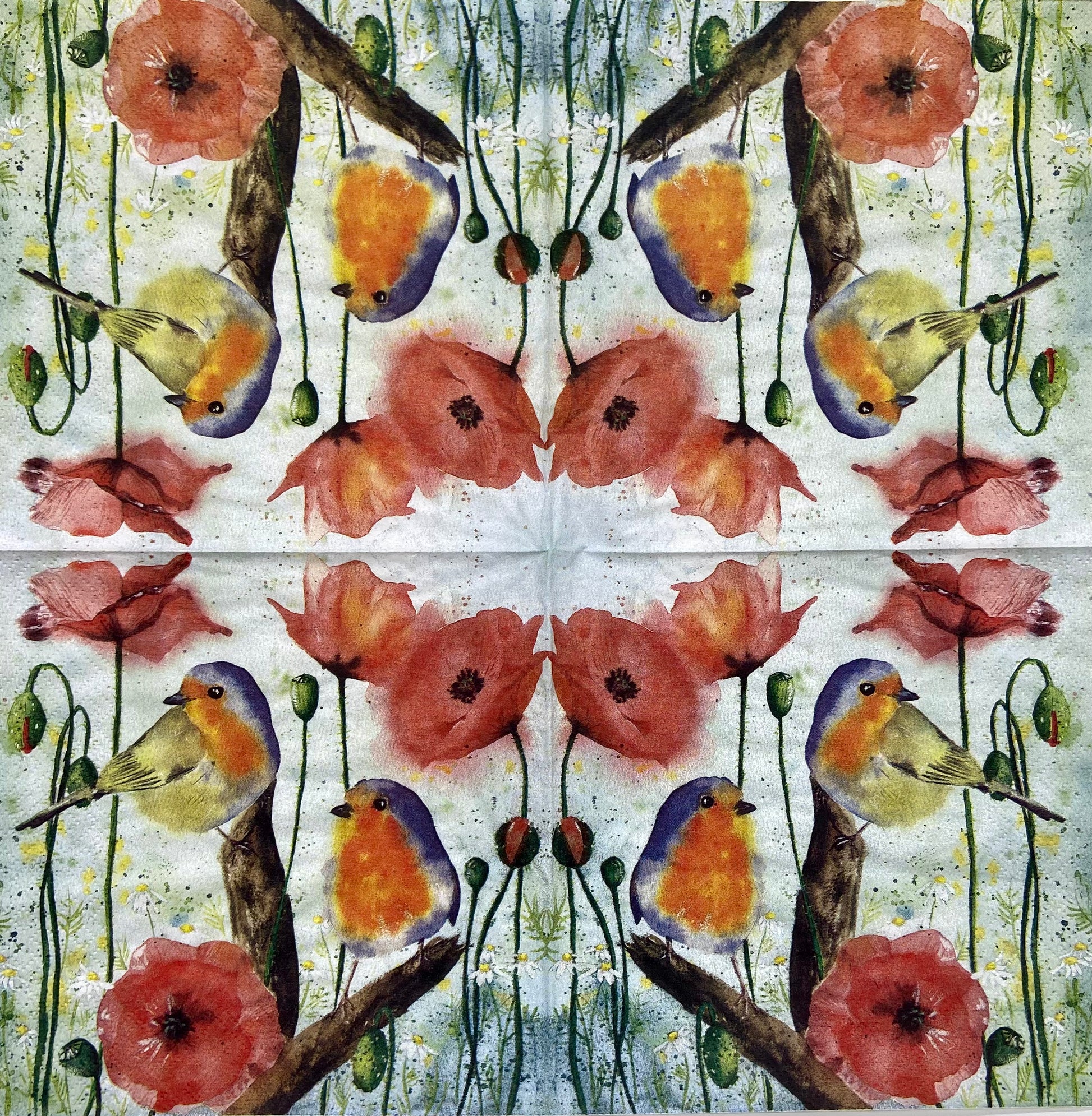 Decoupage Napkins 6.5" (2pcs)- Robin & Poppy