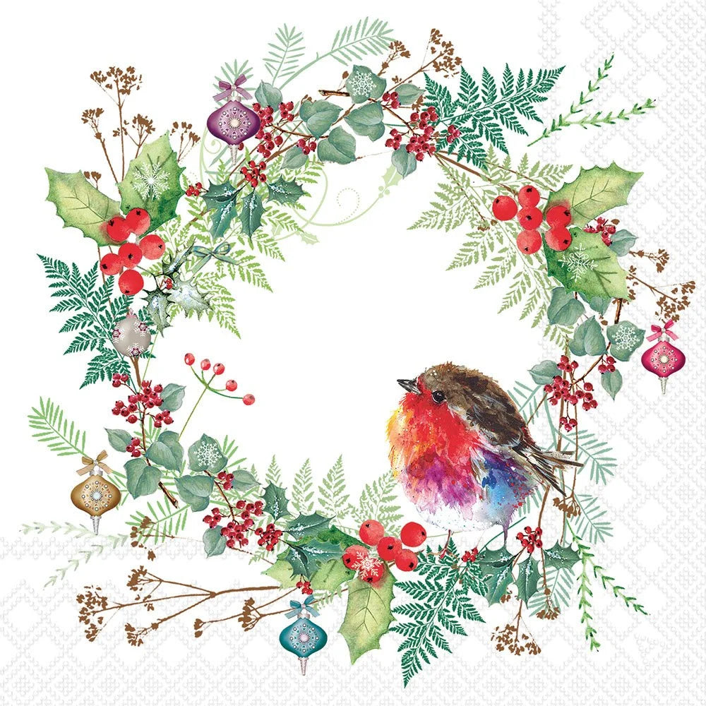 Decoupage Napkins 6.5" (2pcs)- Robin's Wreath