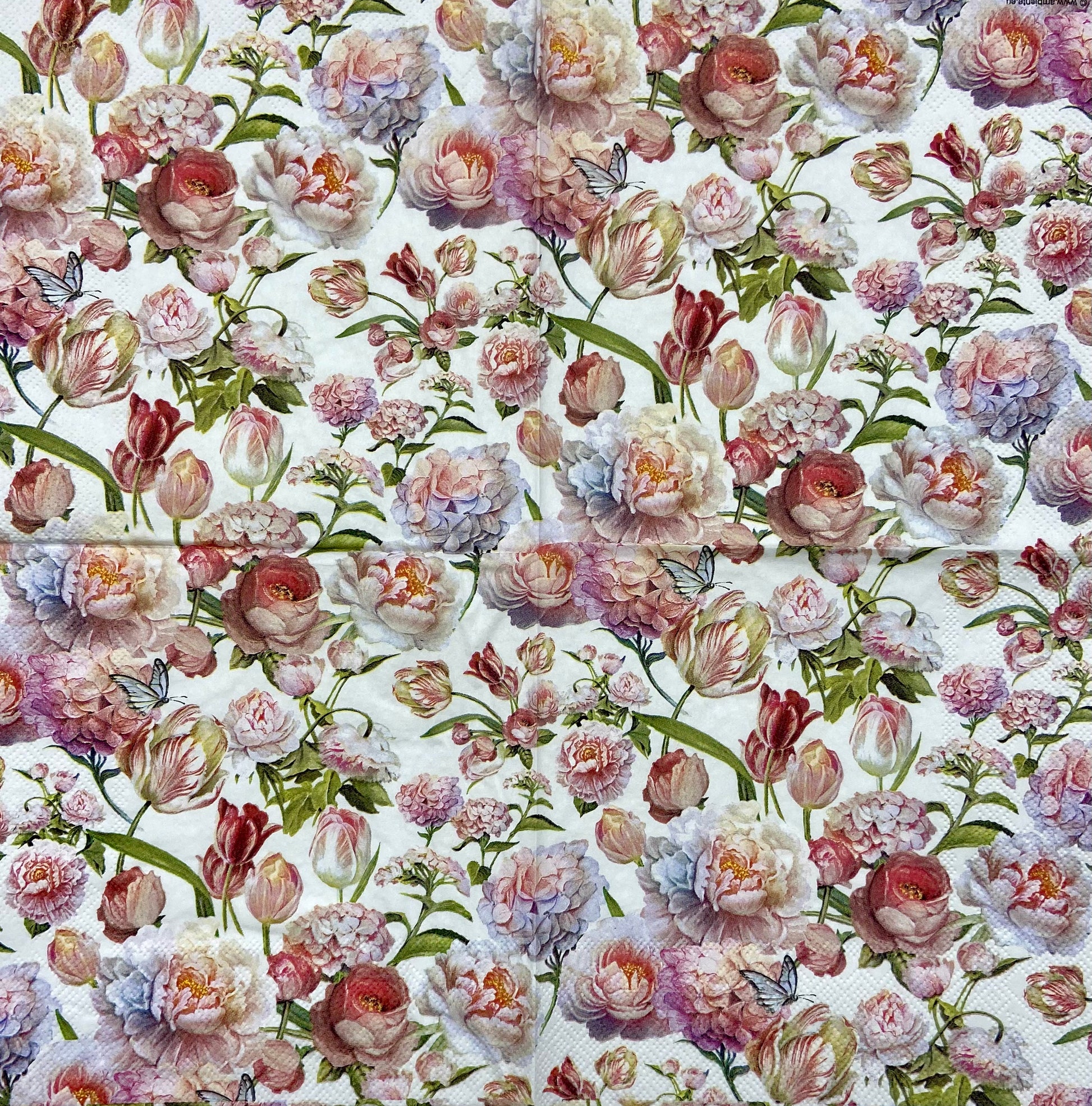 Decoupage Napkins 6.5" (2pcs)- Roses and Tulips