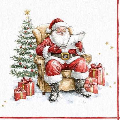 Decoupage Napkins 6.5" (2pcs)- Santa Reading Wish Lists