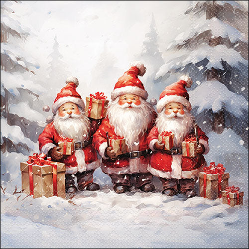 Decoupage Napkins 6.5"  (2pcs)- Santa Triplets
