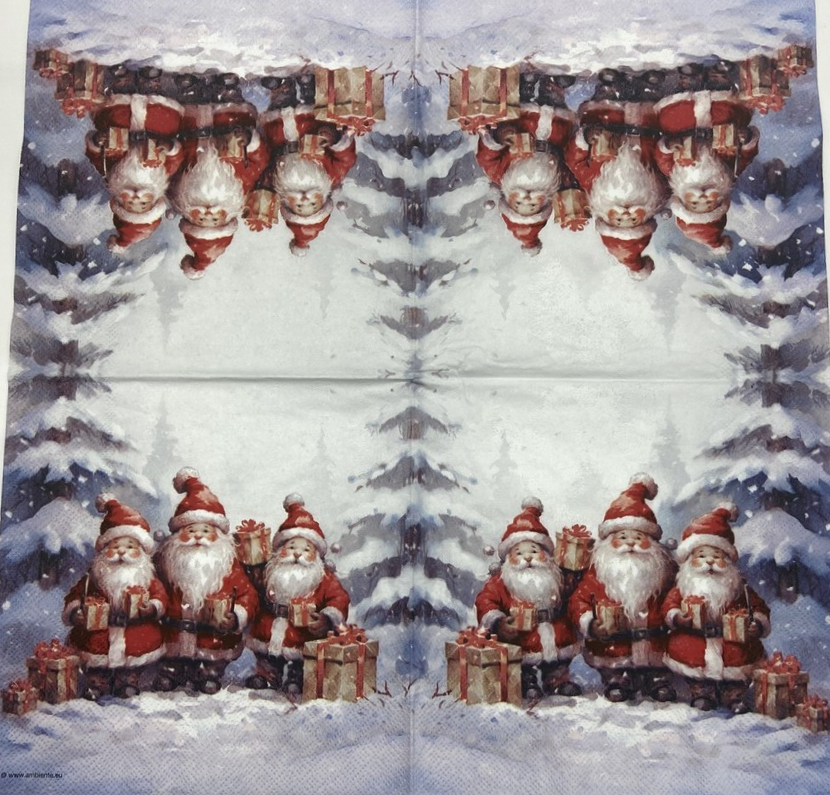 Decoupage Napkins 6.5"  (2pcs)- Santa Triplets