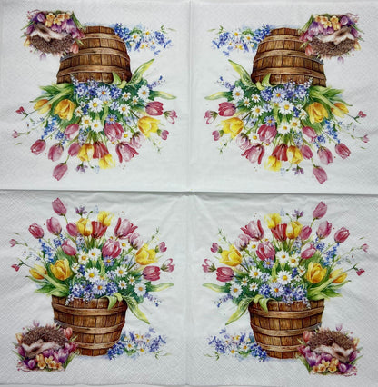 Decoupage Napkins 6.5" (2pcs)- Secchio Pieno Di Primavera
