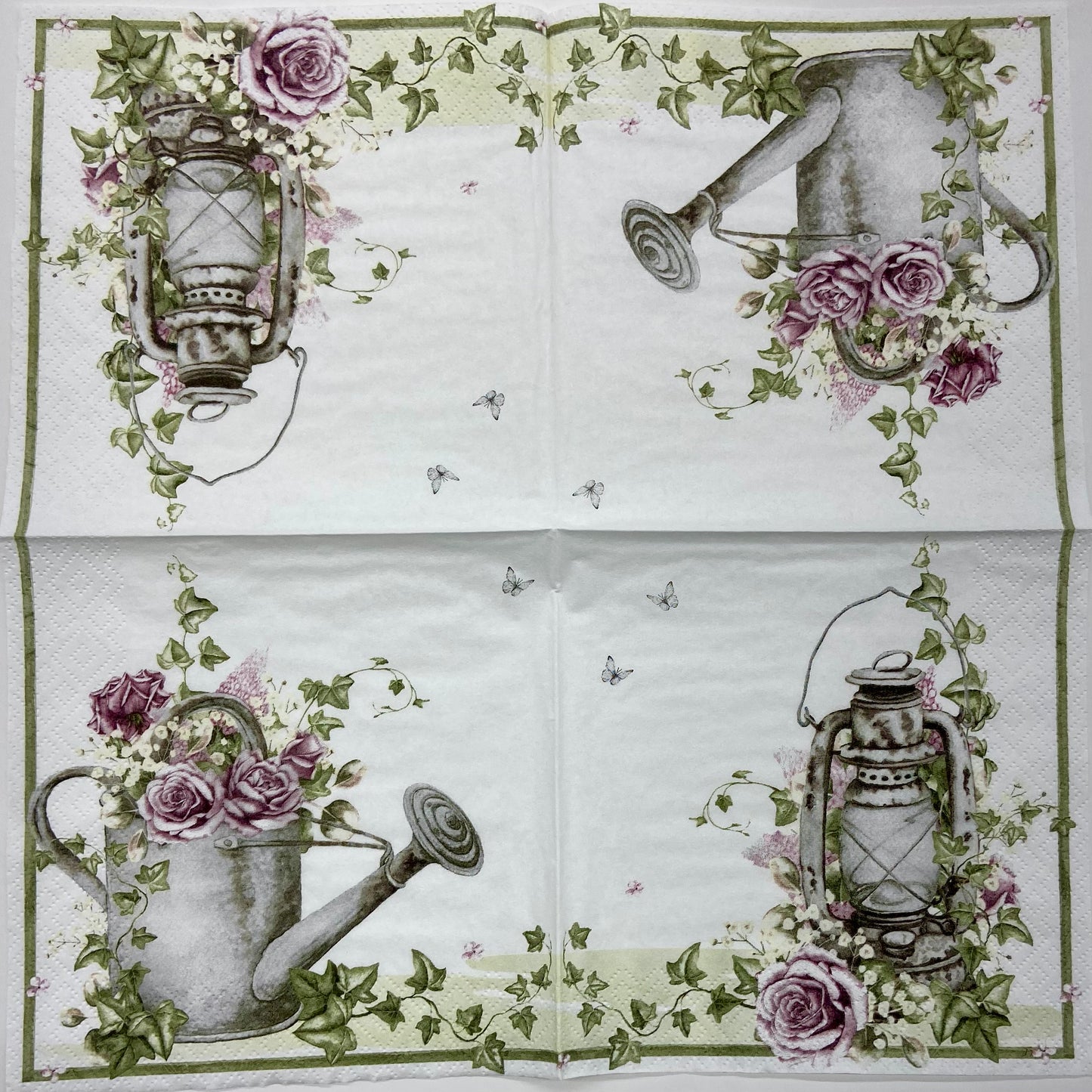Decoupage Napkins 6.5" (2pcs)- Shabby Rose & Lantern