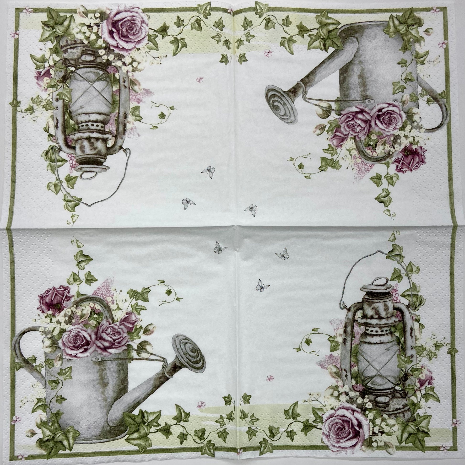 Decoupage Napkins 6.5" (2pcs)- Shabby Rose & Lantern