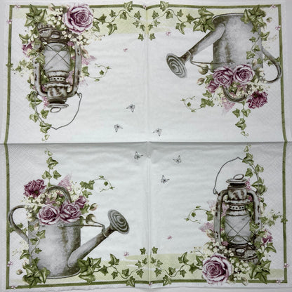 Decoupage Napkins 6.5" (2pcs)- Shabby Rose & Lantern