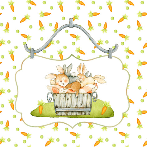 Decoupage Napkins 6.5"  (2pcs)- Sleeping Bunnies in Bucket