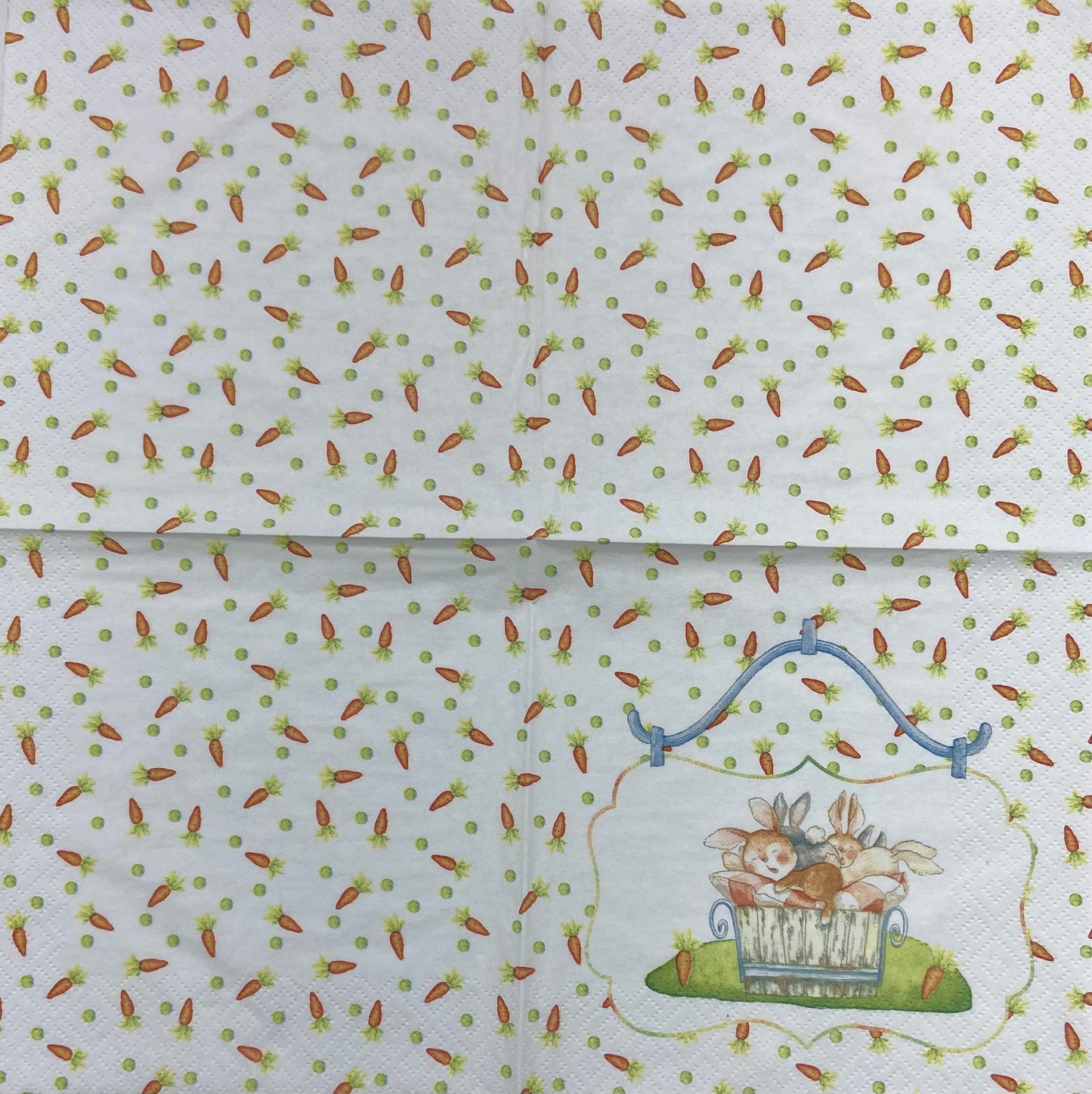 Decoupage Napkins 6.5"  (2pcs)- Sleeping Bunnies in Bucket