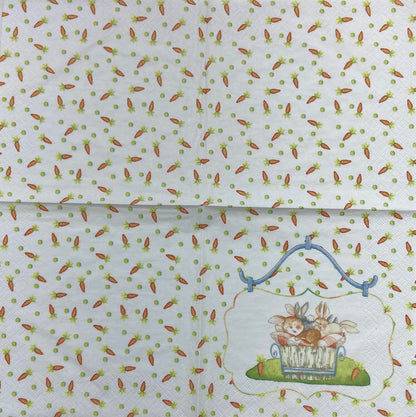 Decoupage Napkins 6.5"  (2pcs)- Sleeping Bunnies in Bucket