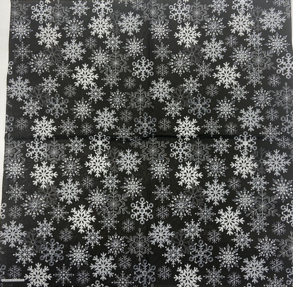 Decoupage Napkins 6.5"  (2pcs)- Snowflakes All Over Black