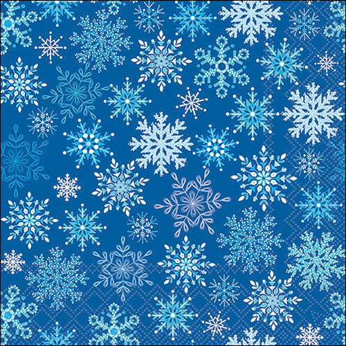 Decoupage Napkins 6.5"  (2pcs)- Snowflakes All Over Blue