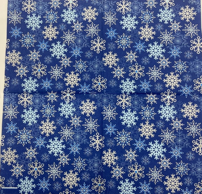 Decoupage Napkins 6.5"  (2pcs)- Snowflakes All Over Blue