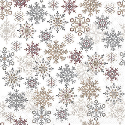 Decoupage Napkins 6.5"  (2pcs)- Snowflakes All Over White