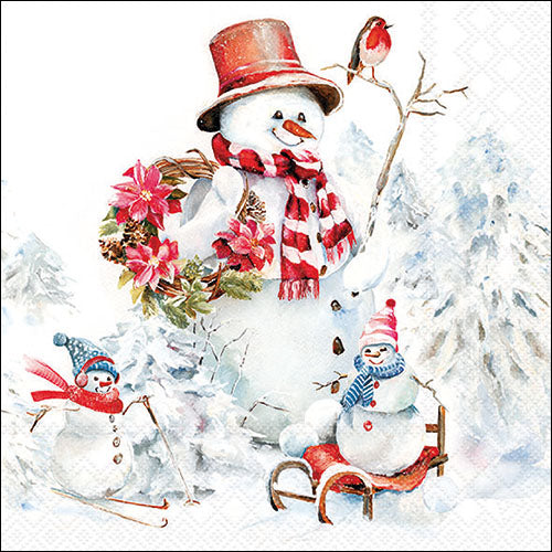 Decoupage Napkins 6.5"  (2pcs)- Sporty Snowmen