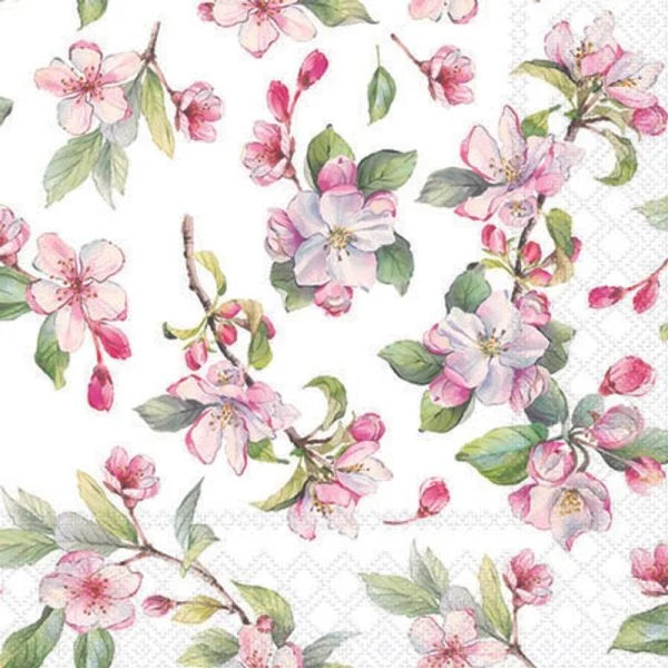 Decoupage Napkins 6.5" (2pcs)- Spring Blossom White