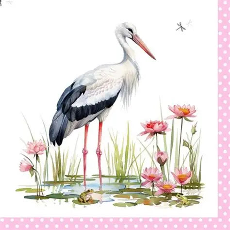 Decoupage Napkins 6.5" (2pcs)- Stork & Frogs Rose