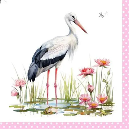 Decoupage Napkins 6.5" (2pcs)- Stork & Frogs Rose