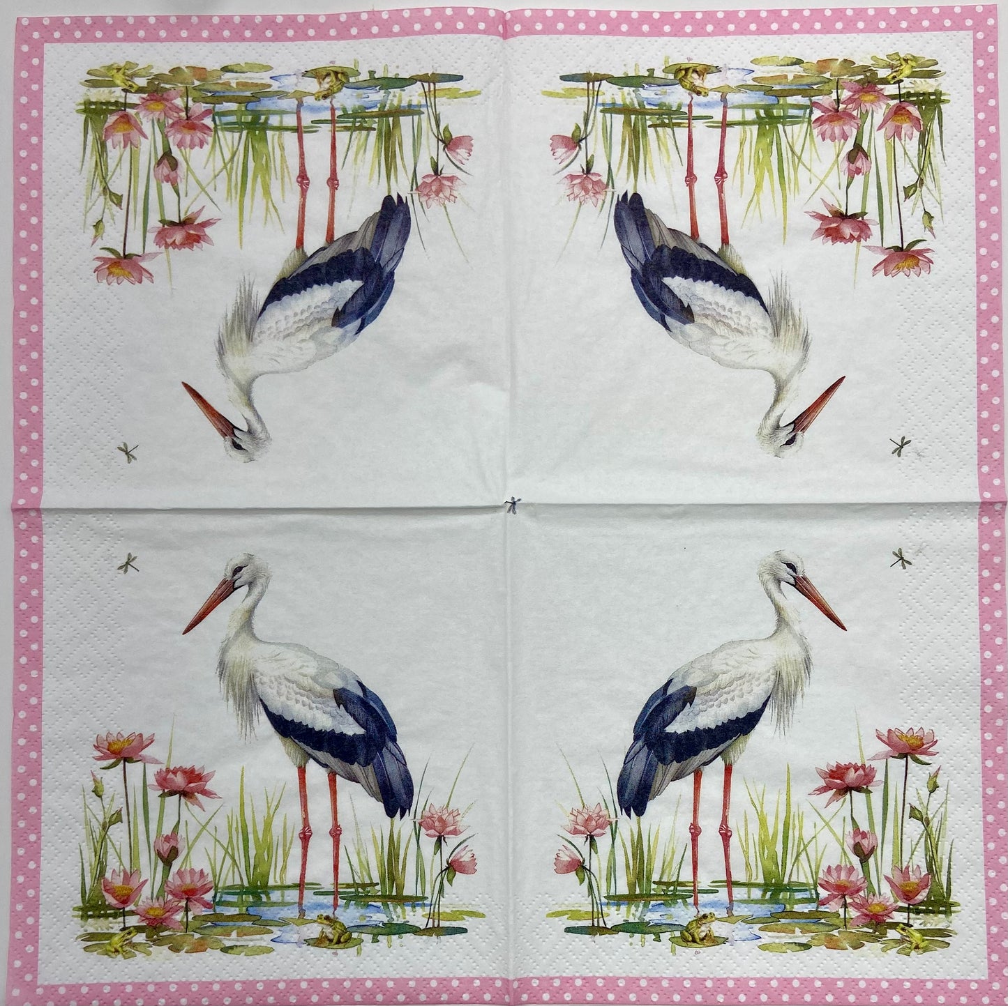 Decoupage Napkins 6.5" (2pcs)- Stork & Frogs Rose