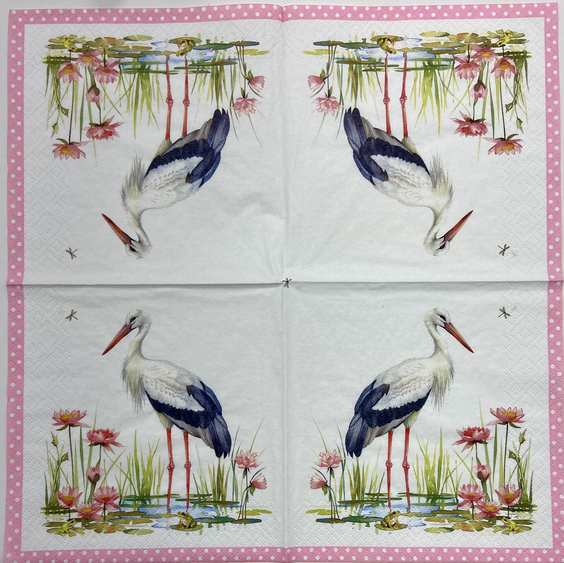Decoupage Napkins 6.5" (2pcs)- Stork & Frogs Rose