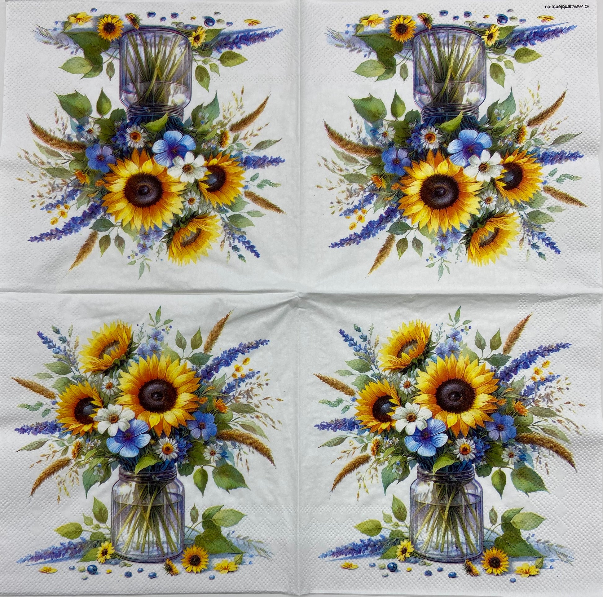 Decoupage Napkins 6.5" (2pcs)- Sunflowers in Jar