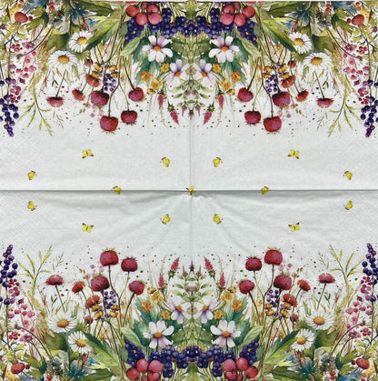 Decoupage Napkins 6.5" (2pcs)- Sweet Berry Meadow