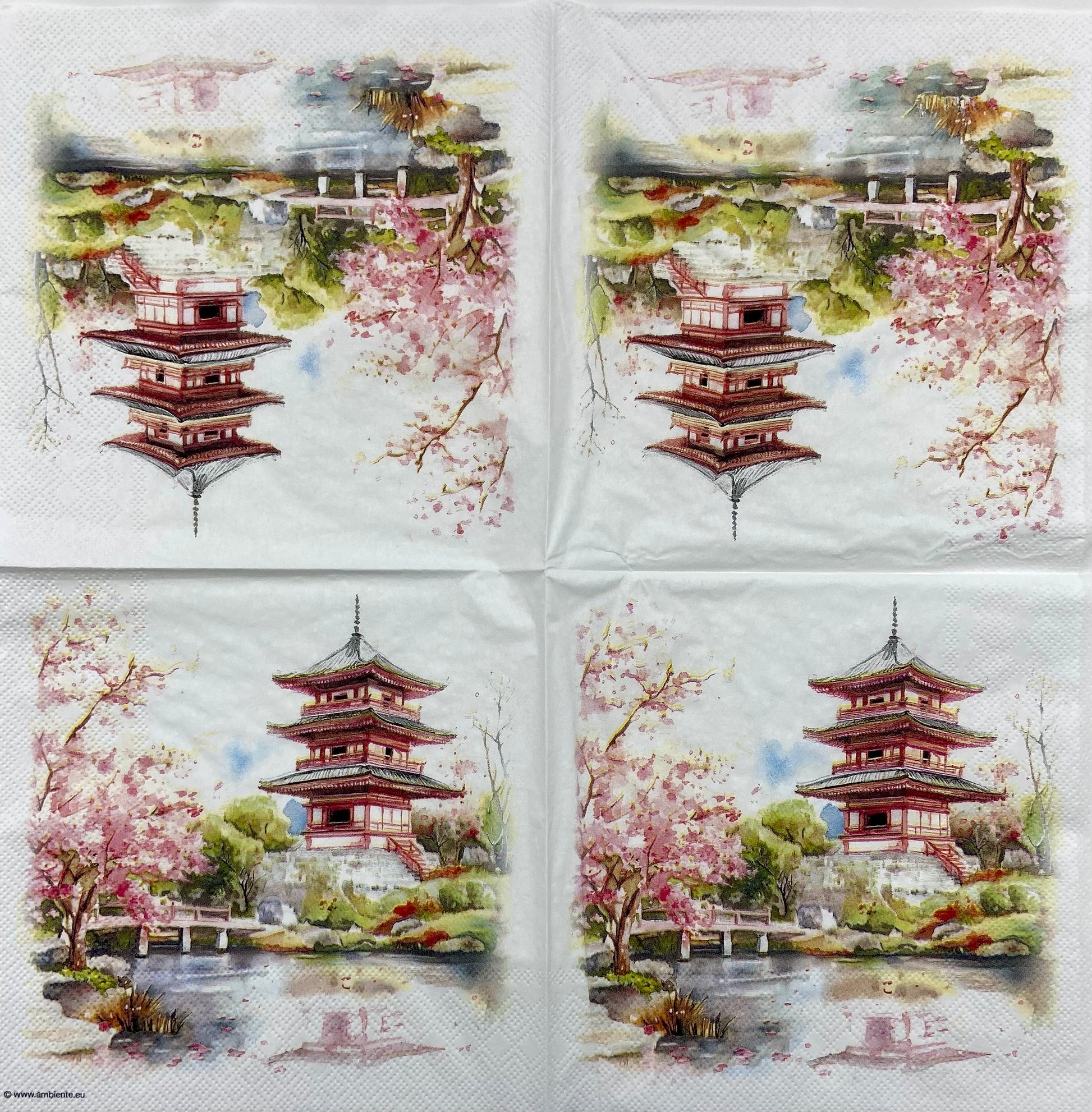 Decoupage Napkins 6.5" (2pcs)- Temple