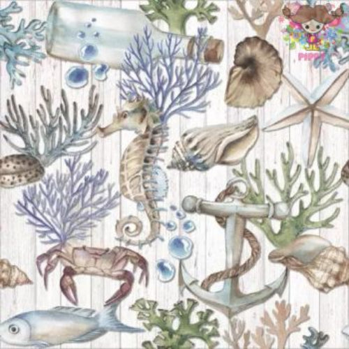 Decoupage Napkins 6.5" (2pcs)- Underwater Treasures