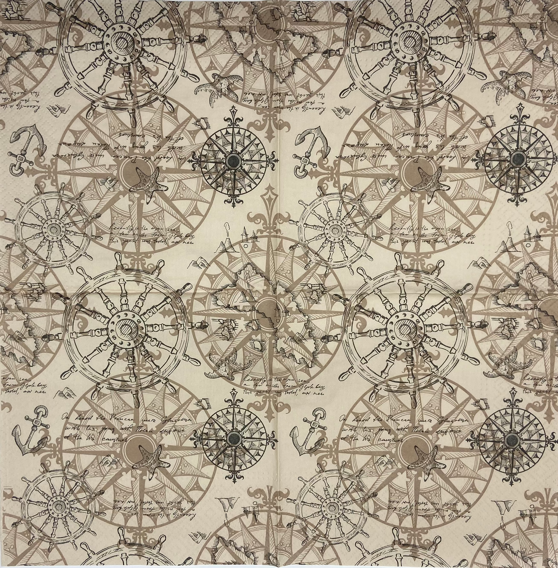 Decoupage Napkins 6.5" (2pcs)- Vintage Nautical Map