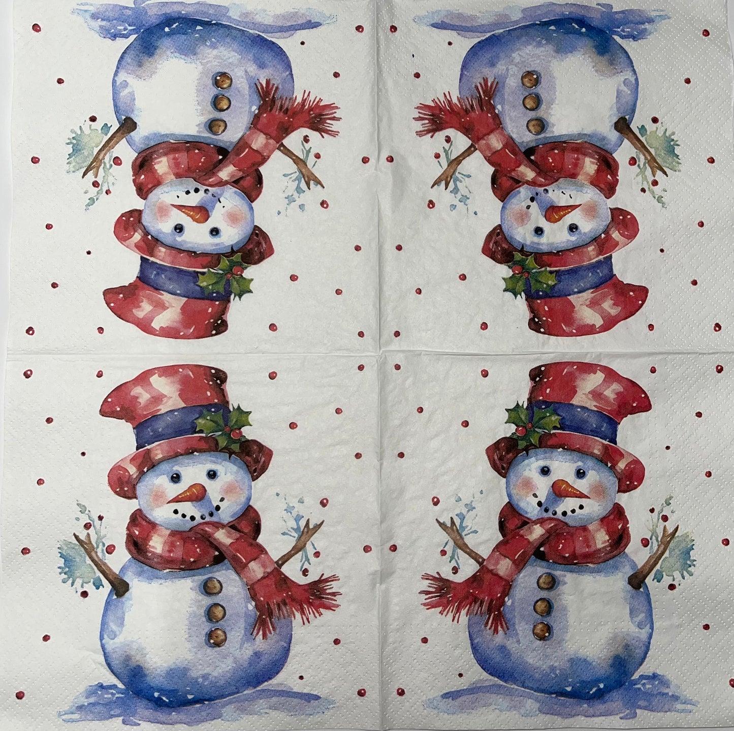 Decoupage Napkins 6.5" (2pcs)- Watercolour Snowman