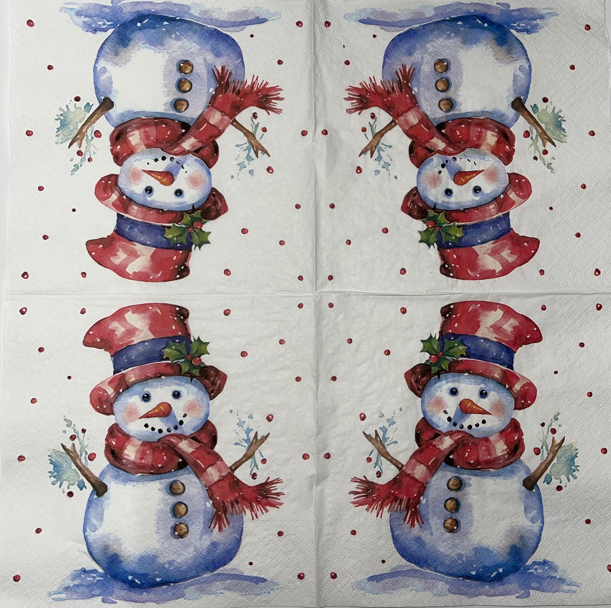Decoupage Napkins 6.5" (2pcs)- Watercolour Snowman