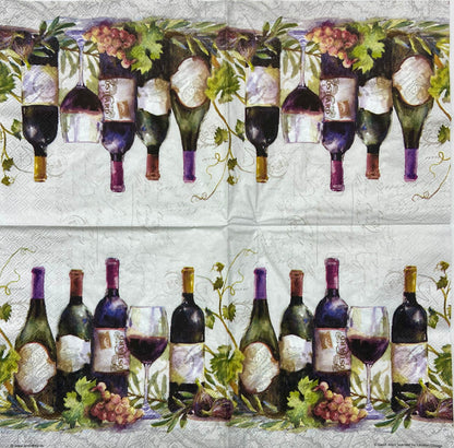Decoupage Napkins 6.5"  (2pcs)- Wine Bottles