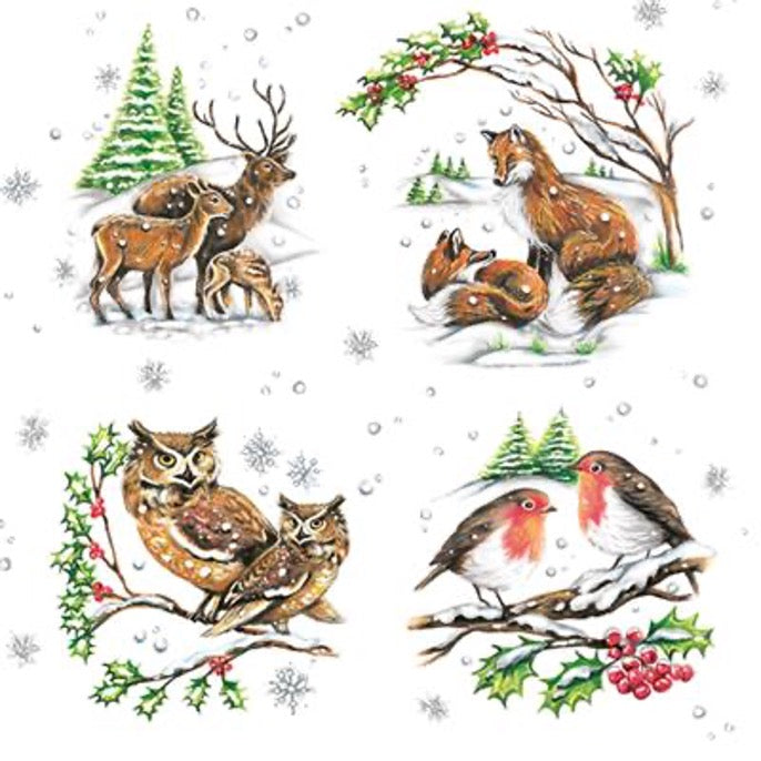 Decoupage Napkins 6.5" (2pcs)- Winter Animals