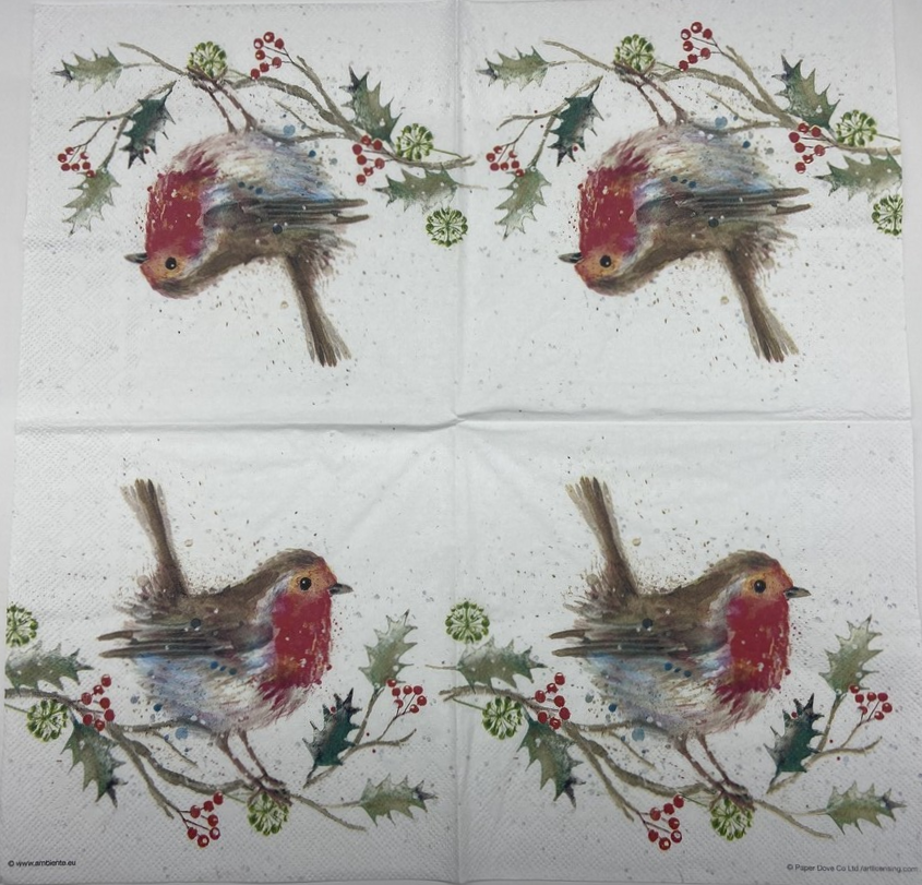 Decoupage Napkins 6.5"  (2pcs)- Winter Robin